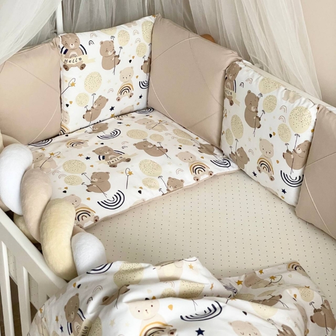 Set lenjerie Patut Bebe Copii 7 piese Ursulet de plus (10)